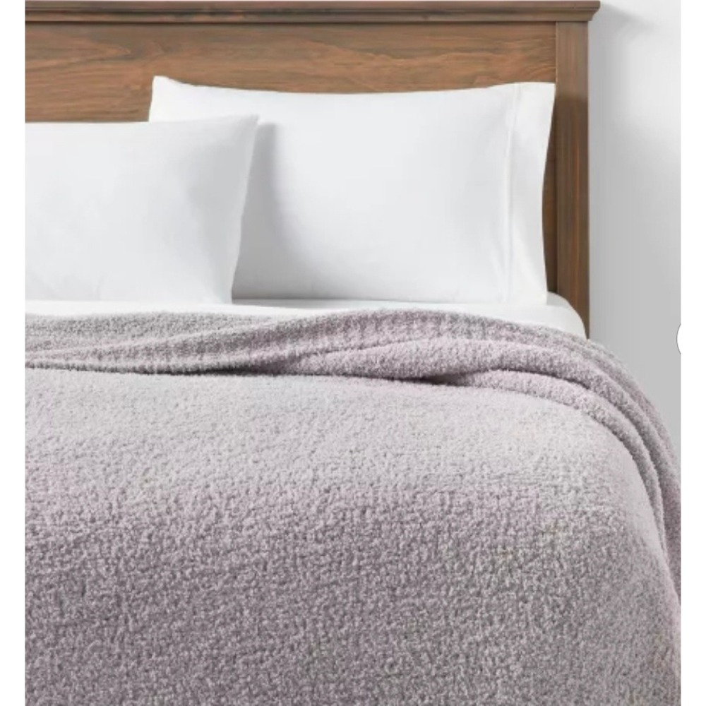 Threshold Cozy Chenille Blanket Gray King 108x92 Soft Warm Bedding - Picture 2 of 6